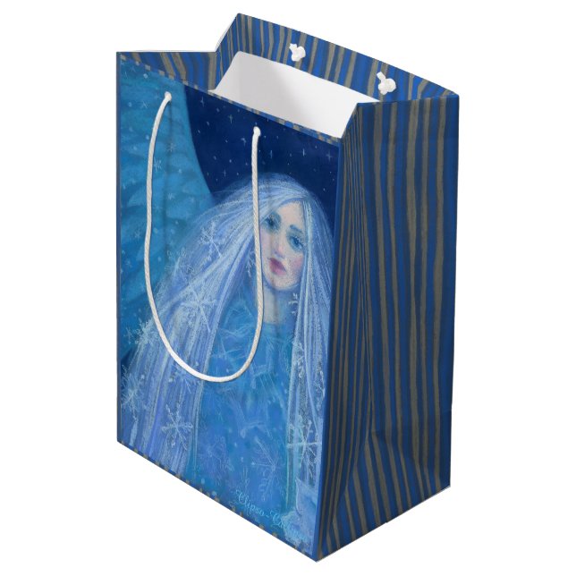 Sacola Para Presentes Média Metelitsa Garota de Neve Snegurochka Anjo de Natal (Verso inclinado)