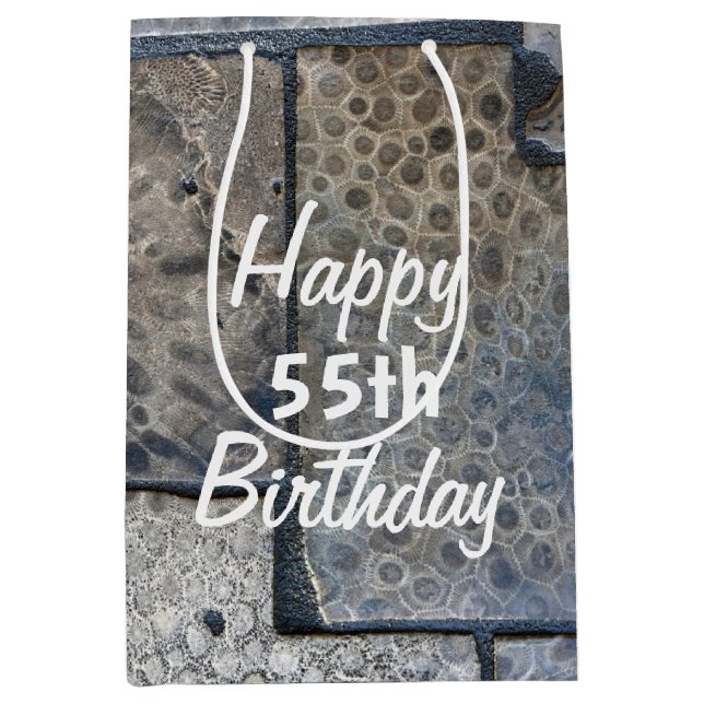 Sacola Para Presentes Média Michigan Petoskey Stone 55th Birthday (Frente)