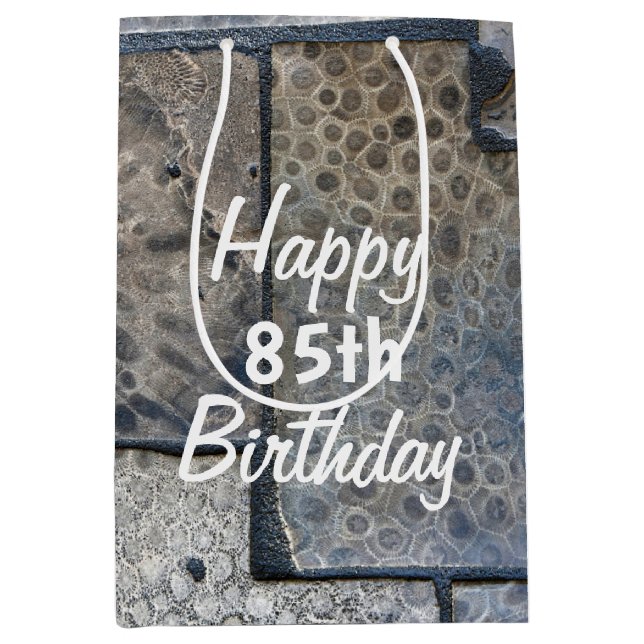 Sacola Para Presentes Média Michigan Petoskey Stone 85th Birthday (Frente)