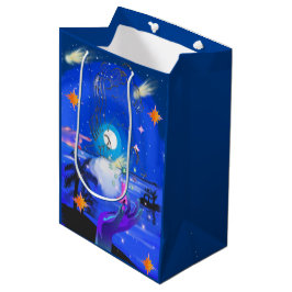 Sacola Para Presentes Média Mikitiez galáxia aquário brilho de verão