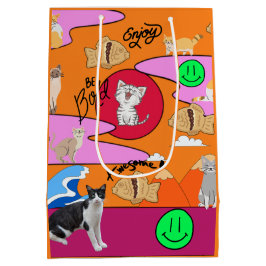 Sacola Para Presentes Média Mikitiez meow feira de gatos de verão