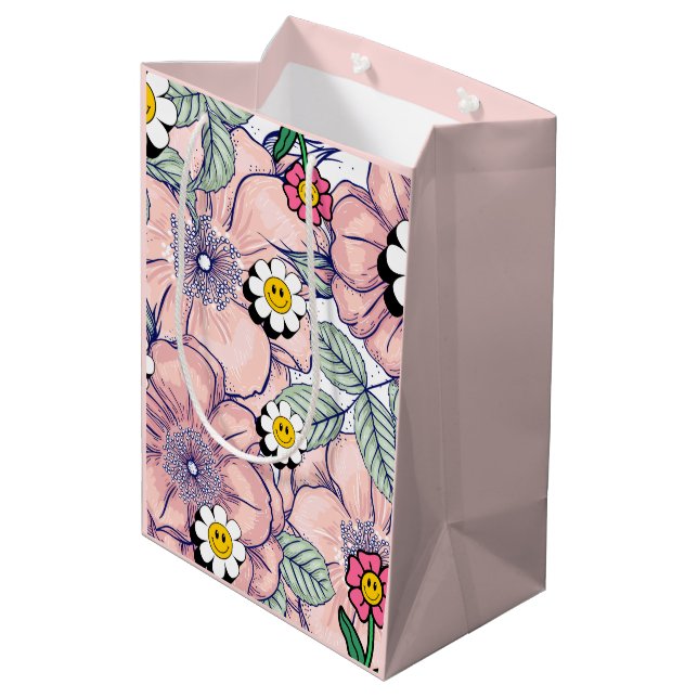 Sacola Para Presentes Média Mikitiez terra, terra, natureza, rosa (Verso inclinado)