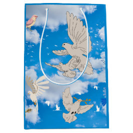 Sacola Para Presentes Média Mikitiez White bird sky Verão praia Liberdade