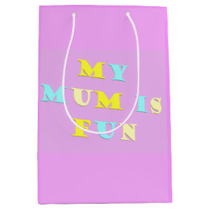 Sacola Para Presentes Média Minha Design de Mãe com cores poemas pálidas