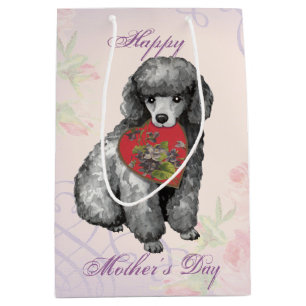 Sacola Para Presentes Média Miniatura Poodle Heart Mãe