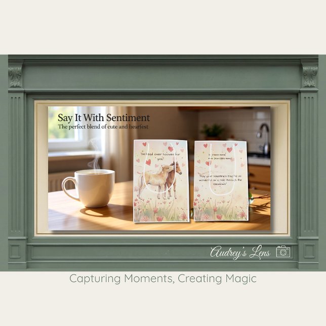 Sacola Para Presentes Média Miniature Horse Storybook Valentine's Day  (Criador carregado)