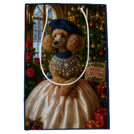 Sacola Para Presentes Média Miniature Poodle Holiday 