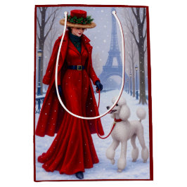 Sacola Para Presentes Média Miniature Poodle Holiday 