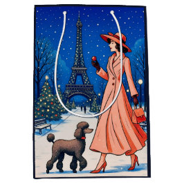 Sacola Para Presentes Média Miniature Poodle Holiday 