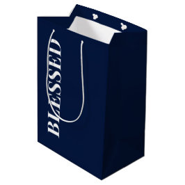 Sacola Para Presentes Média Minimal BLESSED | Navy Blue Holiday