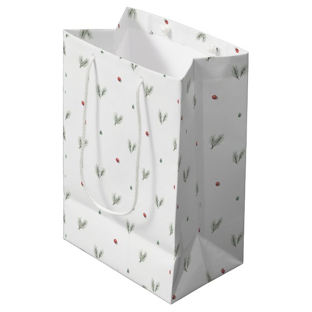 Sacola Para Presentes Média Minimal Christmas Pattern, Scandinavian Pine (Frente inclinada)