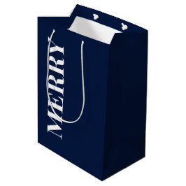 Sacola Para Presentes Média Minimal MERRY | Azul Marinho de Férias