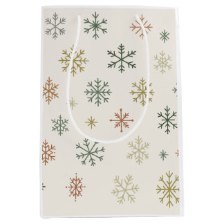 Sacola Para Presentes Média Minimal Snowflakes Seamless Pattern