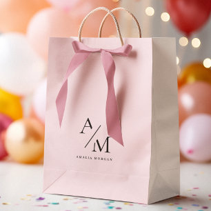 Sacola Para Presentes Média Mínimo Pink Pastel Inicial e Personalizado