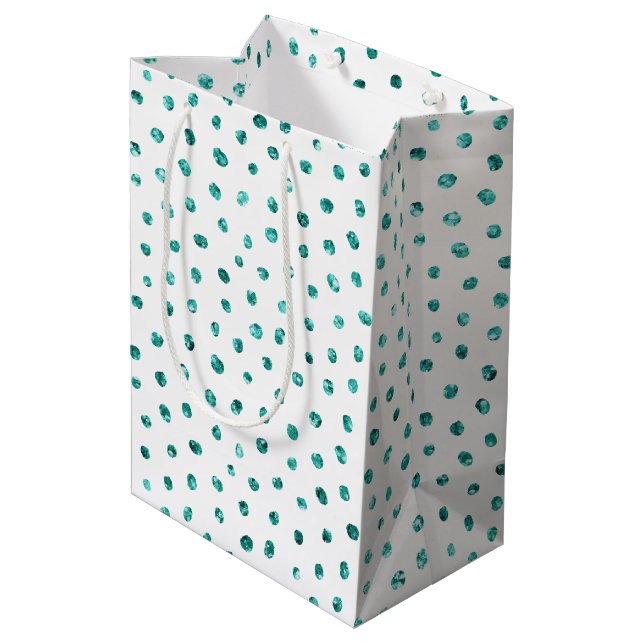 Sacola Para Presentes Média Mint Glitter Dots Birthday (Verso inclinado)