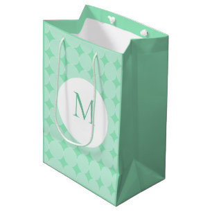 Sacola Para Presentes Média Mint Green Monogrammed Elegant Modern Modelo