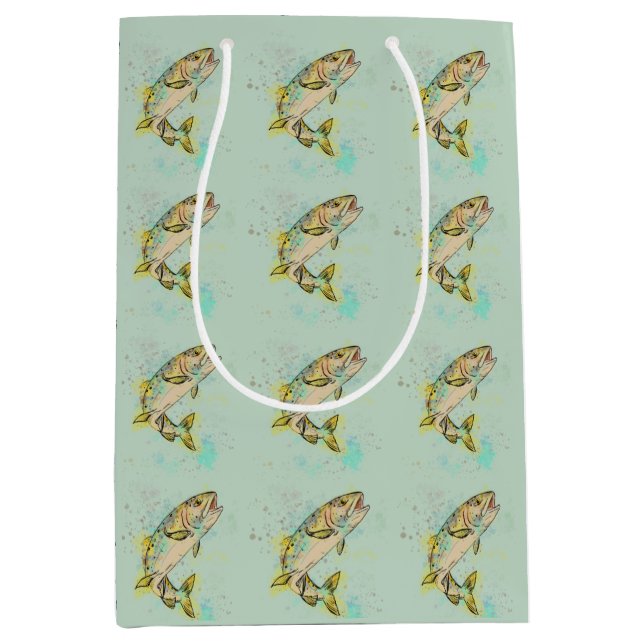 Sacola Para Presentes Média Mint Green Rainbow Trout Bag (Frente)