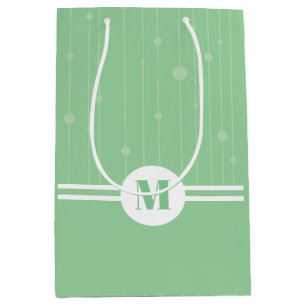 Sacola Para Presentes Média Mint verde stripes monograma pastel mínimo