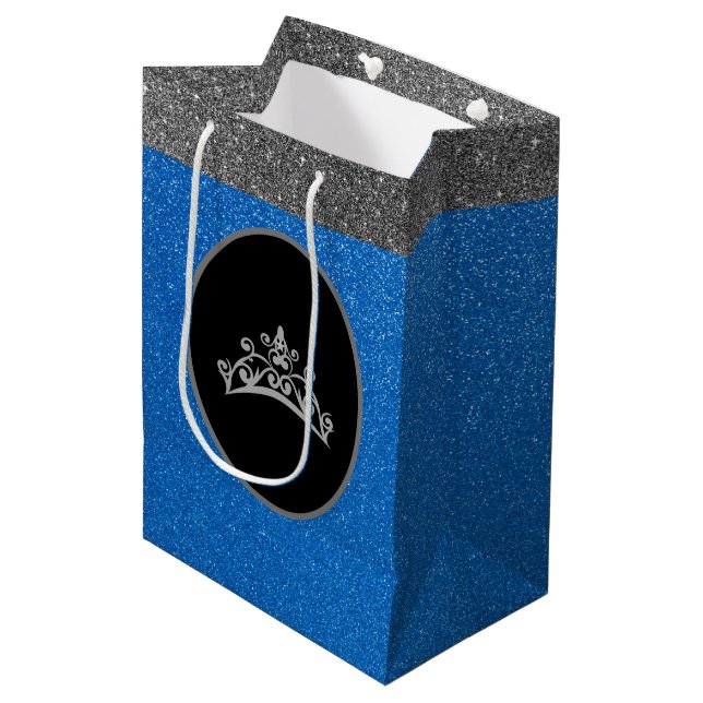 Sacola Para Presentes Média Miss Pageant Tiara Crown Royal FX Glitter Gift Bag (Frente inclinada)