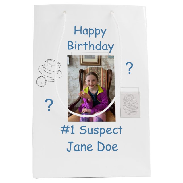 Sacola Para Presentes Média Mistério Crime Resolvendo Provas Conselho Aniversá (Frente)