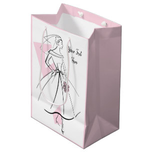 Sacola Para Presentes Média Moda cor-de-rosa Saco de presente de texto cor-de-