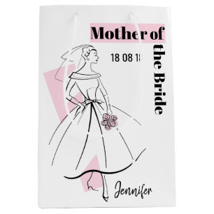 Sacola Para Presentes Média Moda Noiva Rosa Mãe do Meio-Noivo
