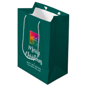 Sacola Para Presentes Média Modelo de logotipo personalizado Feliz Natal Promo