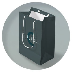 Sacola Para Presentes Média Modelo de Monograma Personalizável com Estilo