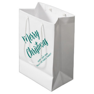 Sacola Para Presentes Média Modelo Elegante de Natal com Script Personalizado