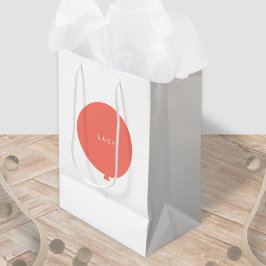 Sacola Para Presentes Média Modern Balloon | Coral Pink Cute Girly Girl Name