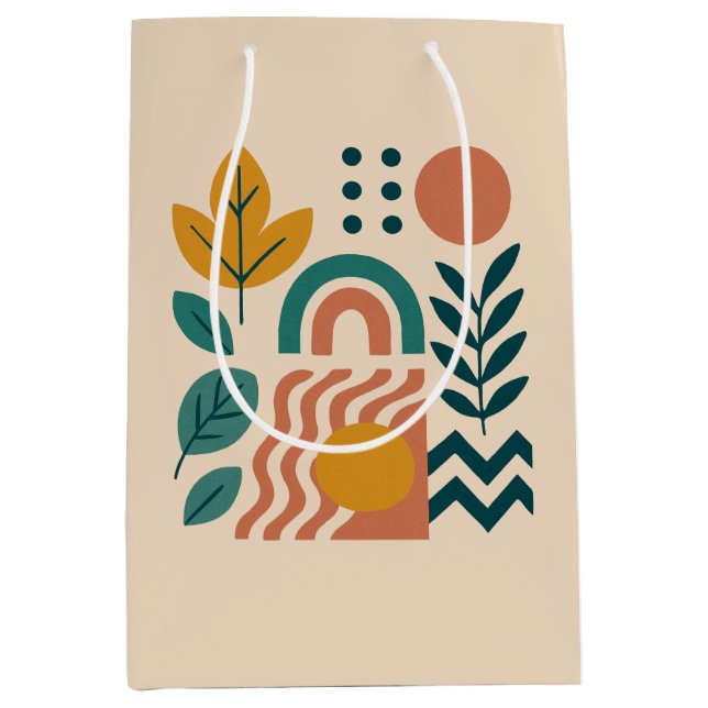 Sacola Para Presentes Média Modern Boho Abstrato Nature Wall Art (Frente)