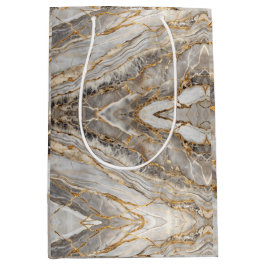 Sacola Para Presentes Média Modern Cracked Gold  marble