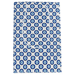 Sacola Para Presentes Média Modern Evil Eye Pattern Blue & Gold Protection