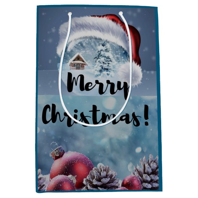 Sacola Para Presentes Média Modern funny cute Christmas reindeer      (Frente)