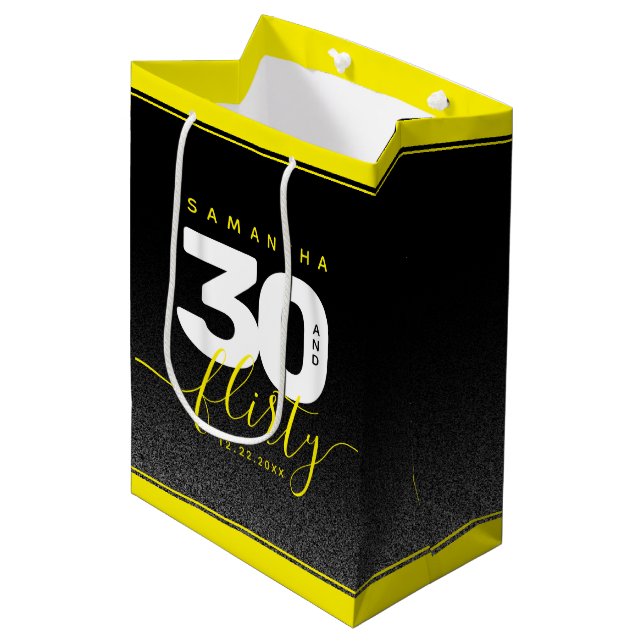 Sacola Para Presentes Média Modern Girly Bright Yellow 30 e Flirty (Frente inclinada)