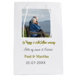 Sacola Para Presentes Média Modern happy 50th anniversary add name date photo