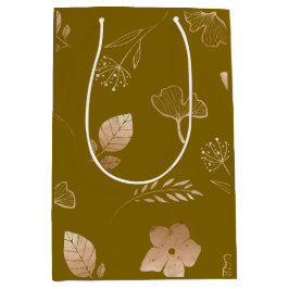 Sacola Para Presentes Média Modern rose gold flowers and leaves