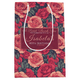 Sacola Para Presentes Média Modern Rose Themed Her Birthday