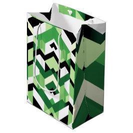 Sacola Para Presentes Média Modern Wasabi Green Block Chevron Design GIft