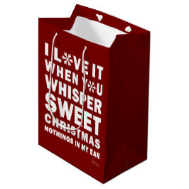 Sacola Para Presentes Média Modern Xmas Dark Red & White Gift Bag | Sweet Xmas