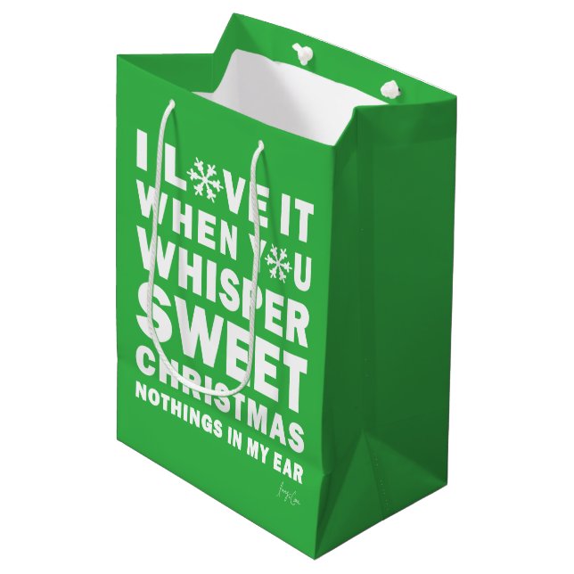 Sacola Para Presentes Média Modern Xmas Green & White Gift Bag | Sweet Xmas (Frente inclinada)