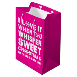 Sacola Para Presentes Média Modern Xmas Hot Pink & White Gift Bag | Sweet Xmas
