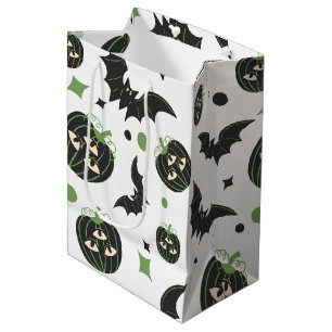 Sacola Para Presentes Média Moderno 3 Olhos De Pumpkin E Morcegos