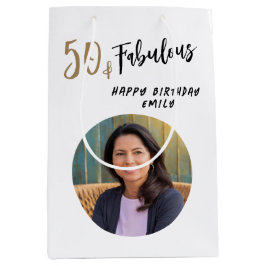 Sacola Para Presentes Média Moderno 50 e Fabulosa Foto 50º Aniversário