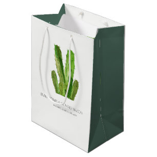 SACOLA PARA PRESENTES MÉDIA MODERNO DESERN CACTUS FOLIAGE WATERCOLOR WEDTING