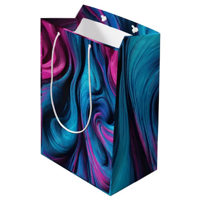 Sacola Para Presentes Média Moderno e Chic-Blue e Rosa (Verso inclinado)