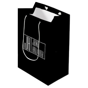 Sacola Para Presentes Média Moderno, Preto e Branco, Olhar de Logotipo de Inic