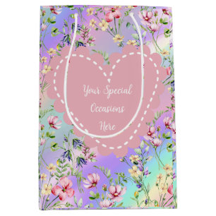 Sacola Para Presentes Média Moldura de Coração Floral Elegante: para Todas as