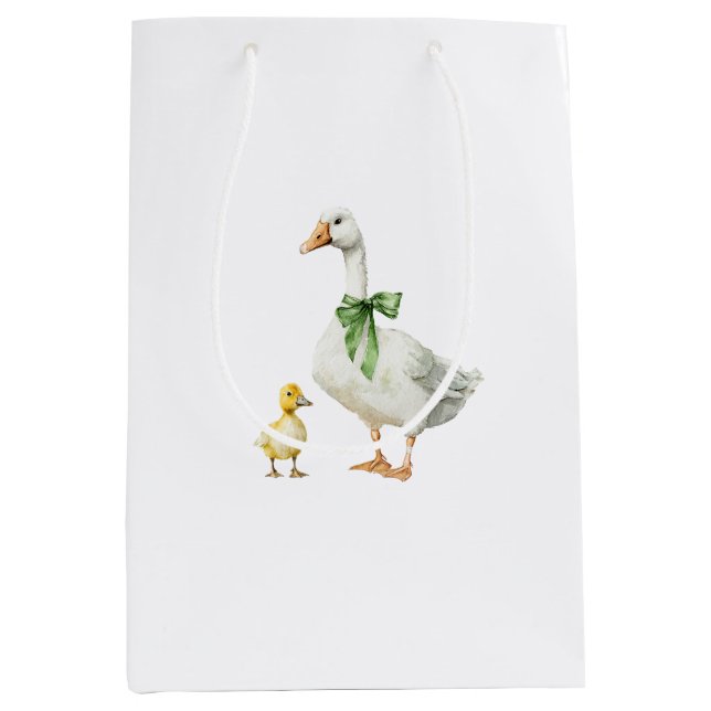 Sacola Para Presentes Média Mom Baby Ducks Animal Baby Shower (Frente)