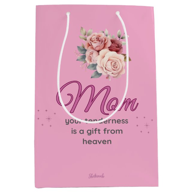 Sacola Para Presentes Média Mom, Your Tenderness is a Gift from Heaven (Frente)